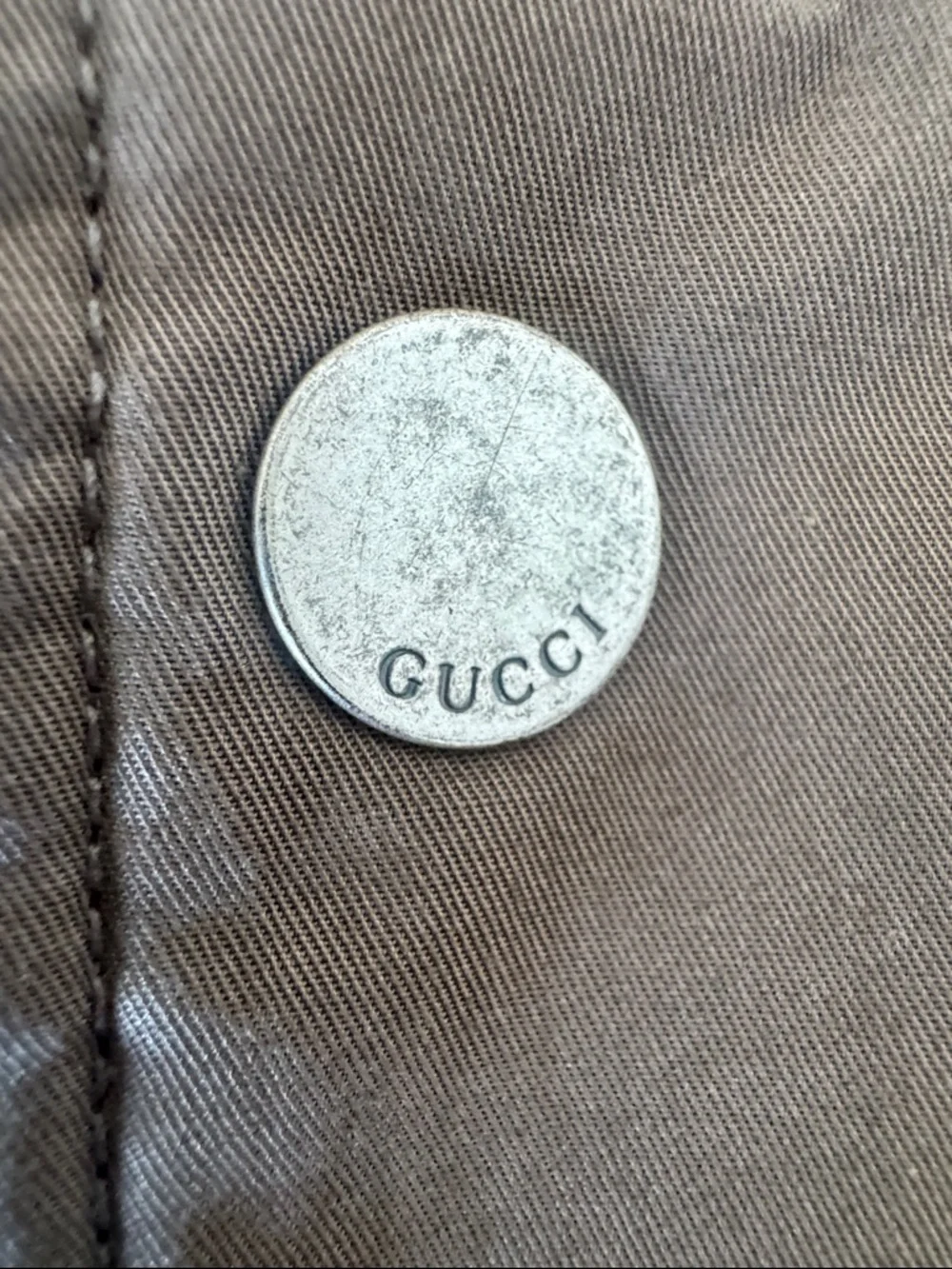 GUCCI MEN’S TWO TONE BOMBER LEATHER AND CANVAS JACKET